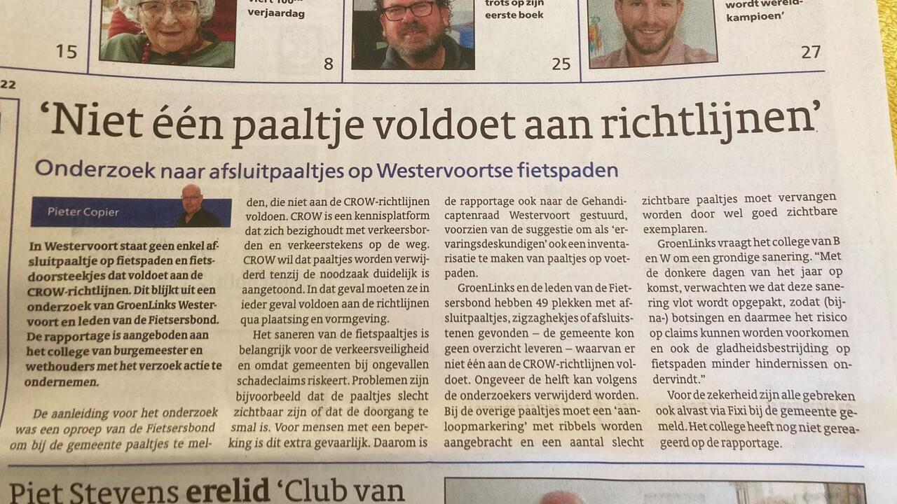 Artikel Westervoorts Nieuwsblad week 46